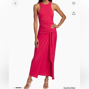 Cinq a Sept Camilla Red Knot-Front Maxi Skirt